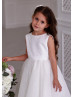 White Glitter Tulle Lace Trim Flower Girl Dress